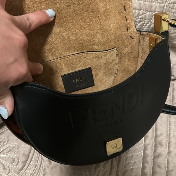 Fendi Black Leather Moonlight Flap Crossbody - Picture 3 of 8